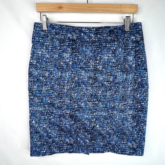 DKNY Blue Patterned Pencil Skirt 12 - Picture 1 of 10